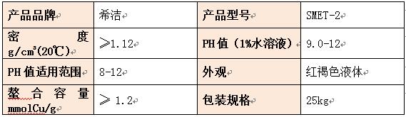 重金属捕集剂性能参数